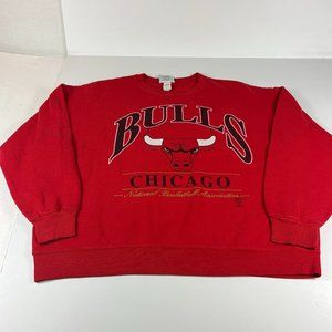 VTG 90s Lee NBA Chicago Bulls Sweatshirt Adult Extra Large Red Faded Crewneck